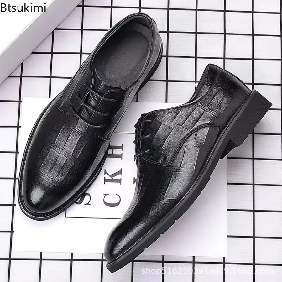 British Style Men's Dress Shoes Chic Business Casual Breathable Comfortable Suit Leather Shoes Work Wedding Formal Shoes for Men