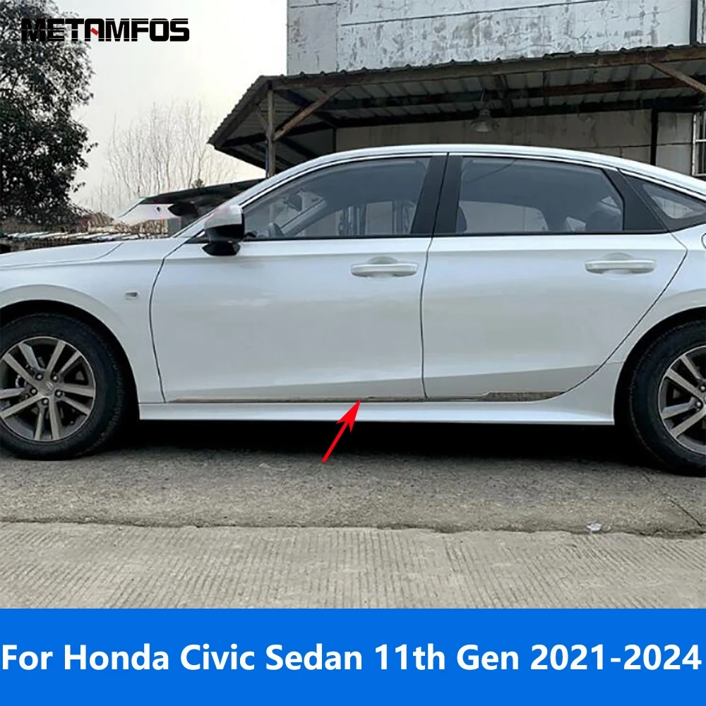 

Аксессуары для Honda Civic Sedan 11-го поколения 2021 2022 2023 2024, внешняя нержавеющая дверь, боковая полоса, молдинговая отделка