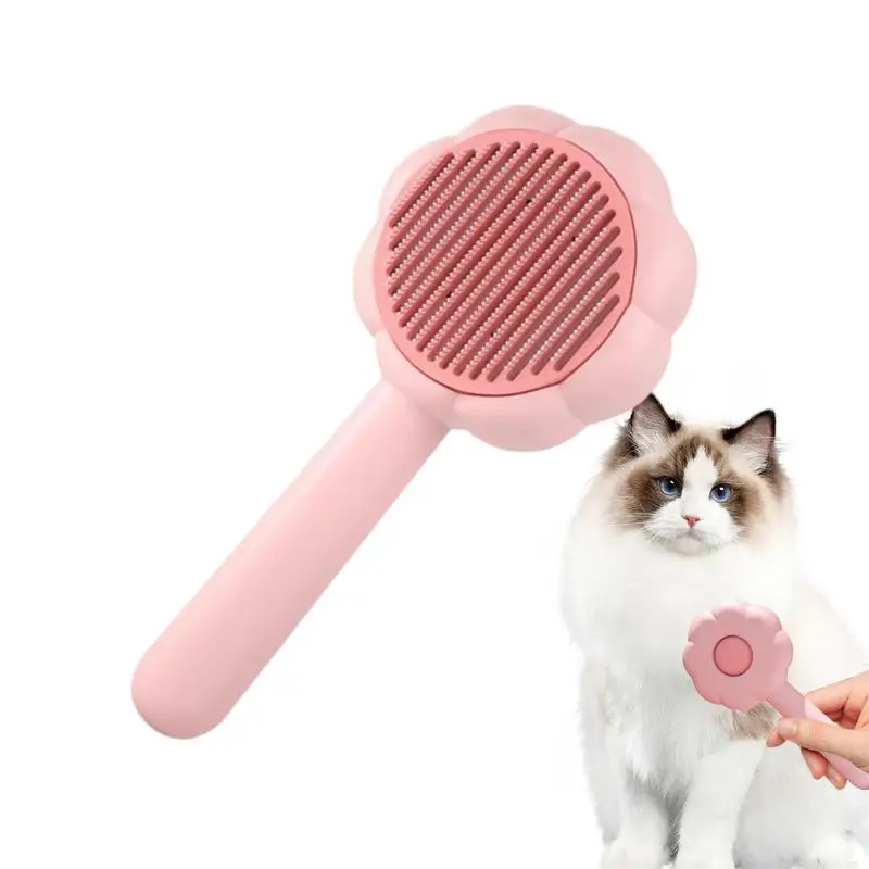 Cat Brush For Shedding Sunflower Design Cat Comb Hair Brush With Release Button Skin Friendly Cat Grooming Deshedding Brush Pet