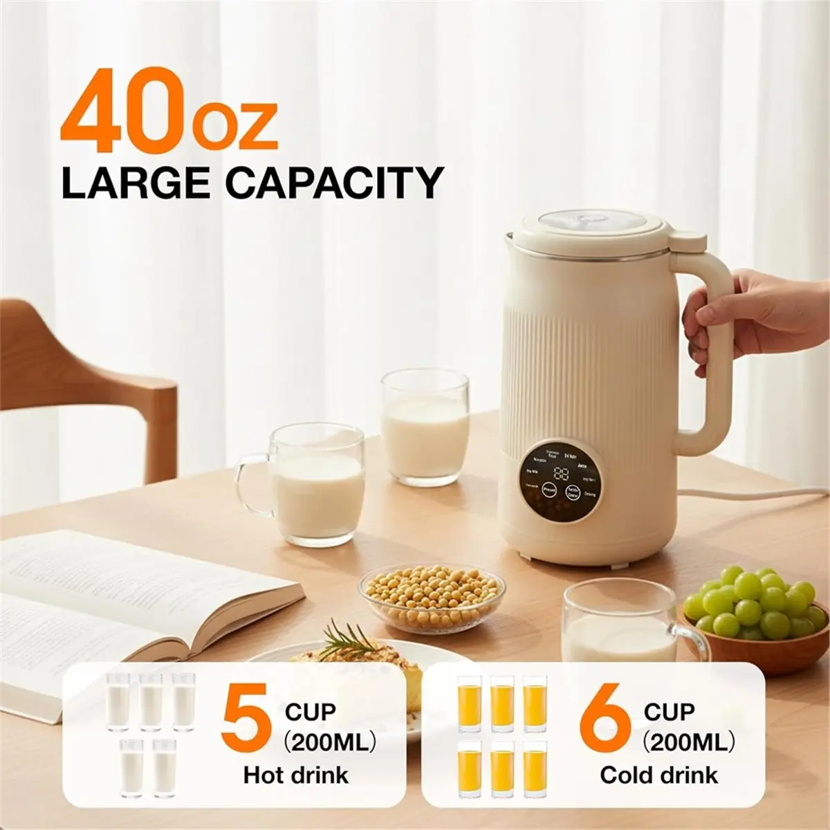 618 Mega Sale Nut Milk Maker Machine,40oz Soy Milk Maker with Self-Cleaning, Delay Start,Keep Warm,for Juice,Smoothie,Eu Plug