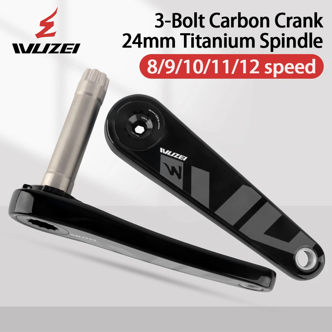 WUZEI 3-Bolzen Carbon-Kurbelgarnitur 165 170mm Rennrad-Kurbel 24mm 29mm Ti AL7075 Achse Faltrad-Kettenblatt für SRAM – Detail 19