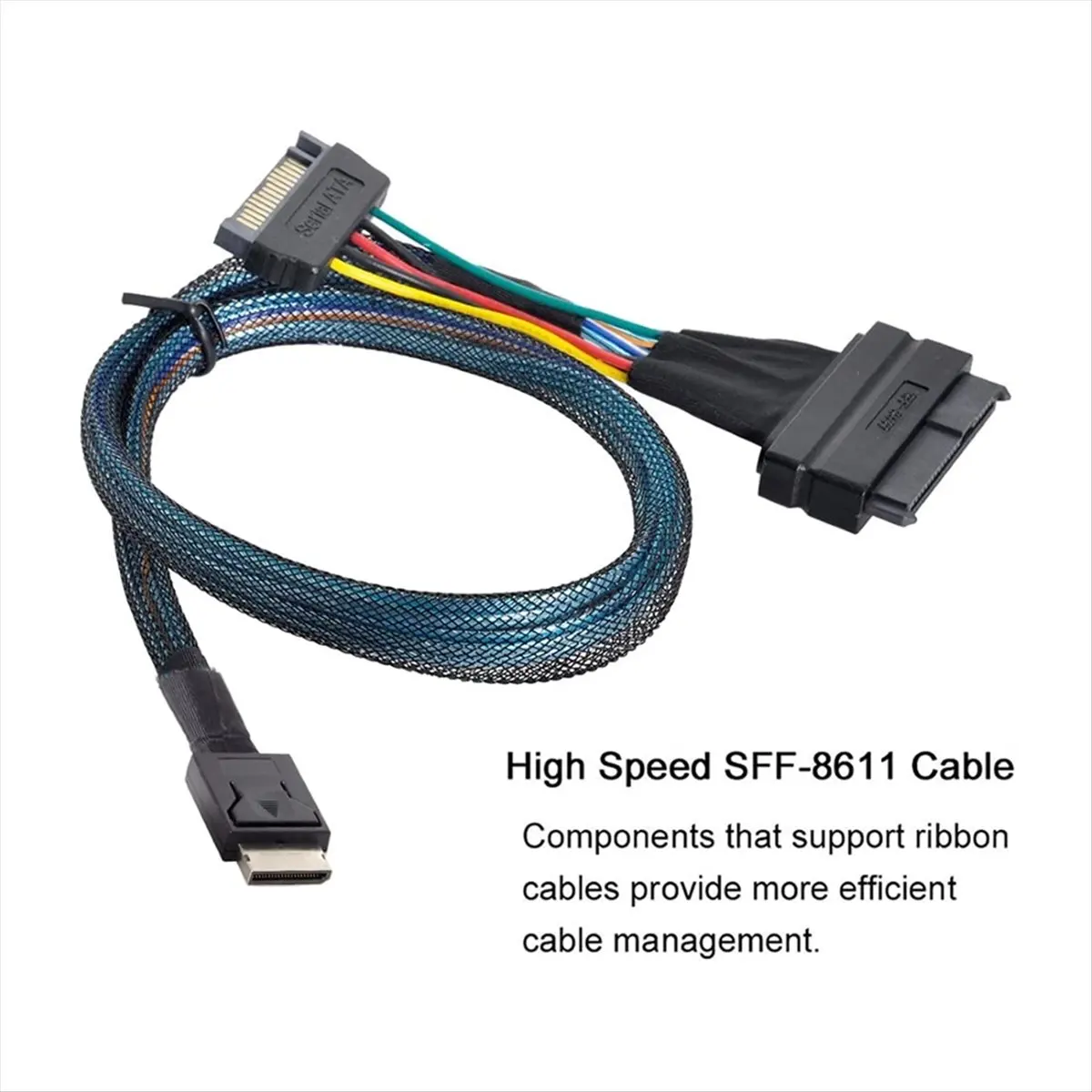 PCIe 4.0 SFF-8643 to SFF-8639 Cable with Power for U.2 SFF8639 NVME SSD Motherboard Internal Expansion 1.64FT/0.5M