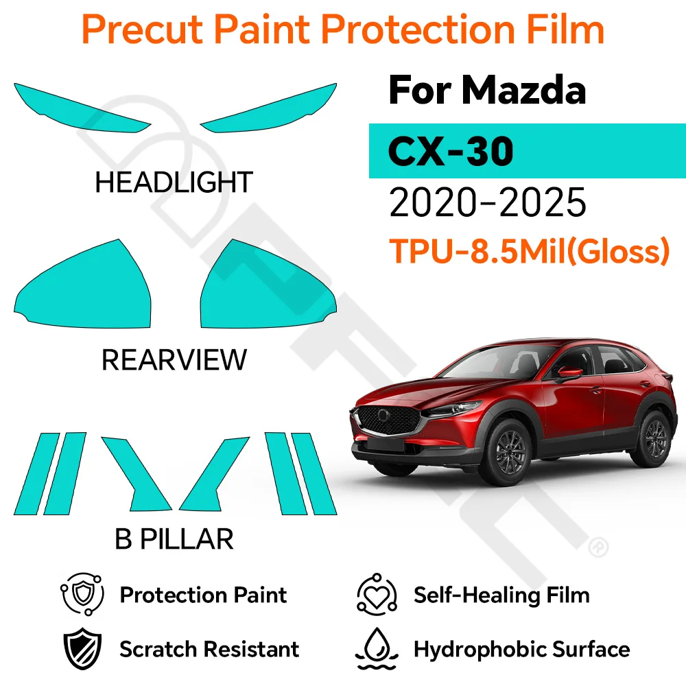 

Invisible 8.5Mil For Mazda CX-30 2020-2025 Clear TPU Paint Protection Film Scratch Resistant Clear Bra Full Body Car Accessorie