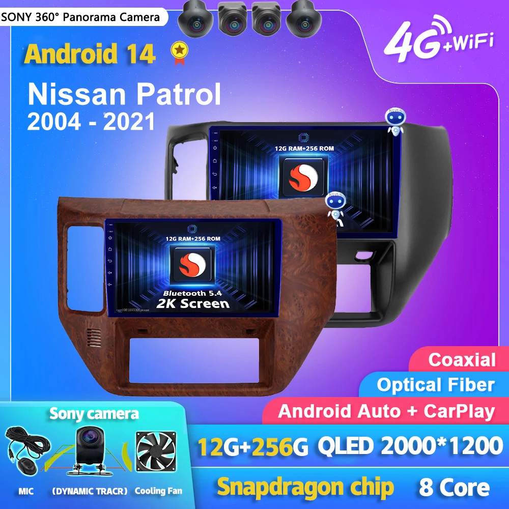 

Android 14 Carplay Auto 2K Screen Car Radio Multimedia Player For Nissan Patrol 2004 - 2021 LHD Autoradio Stereo 2din Head Unit