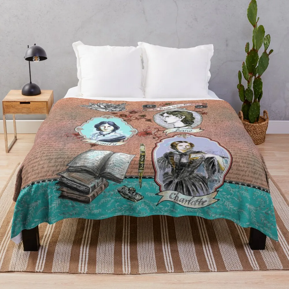 

The Bronte Sisters Bookclub - Charlotte Bronte - Emily Bronte - Anne Throw Blanket Polar for sofa valentine gift ideas Blankets