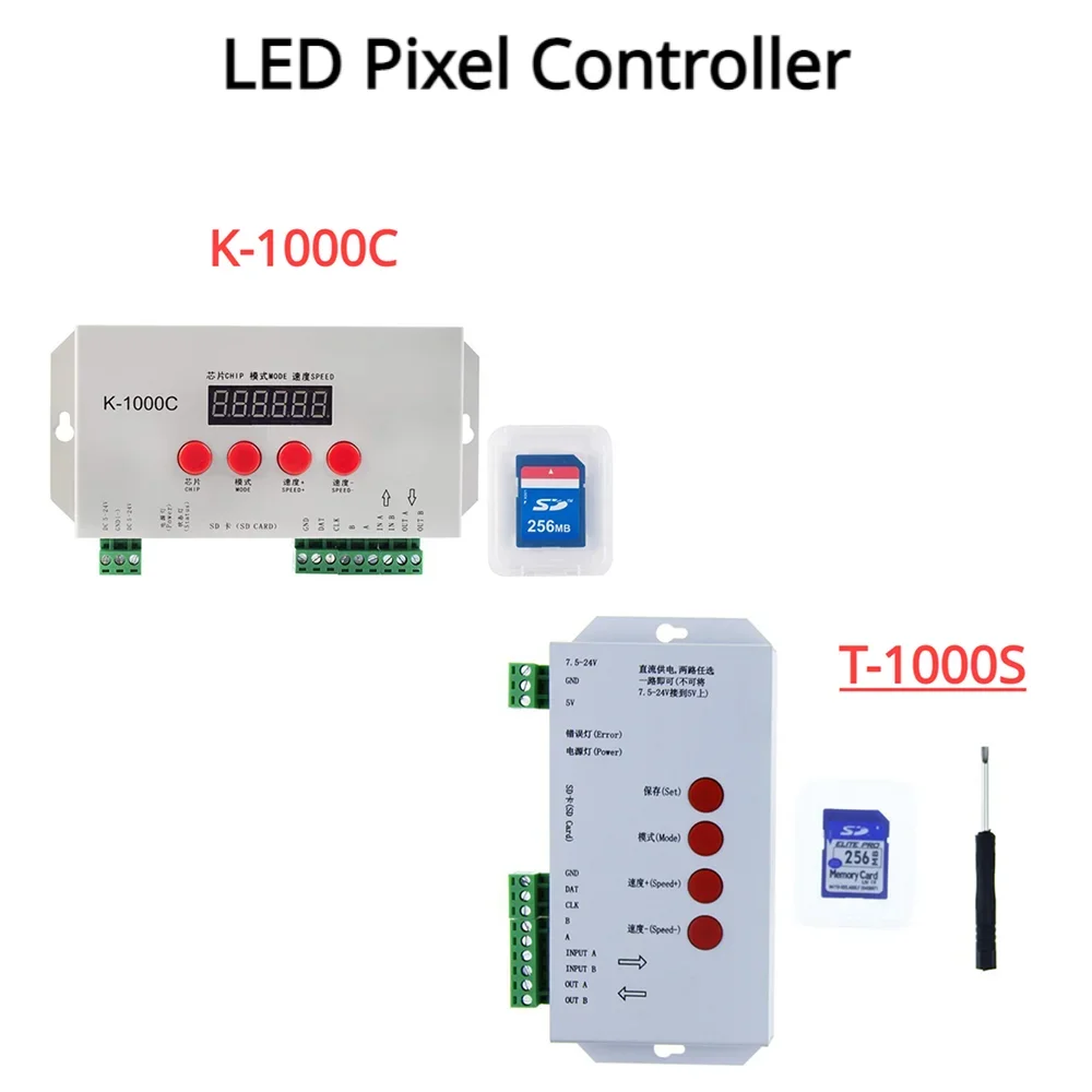 K-1000C (T-1000S Updated) Pixel Controller LED 2048 Pixels Program Controller DC5-24V For WS2812B WS2811 APA102 T1000S WS2813