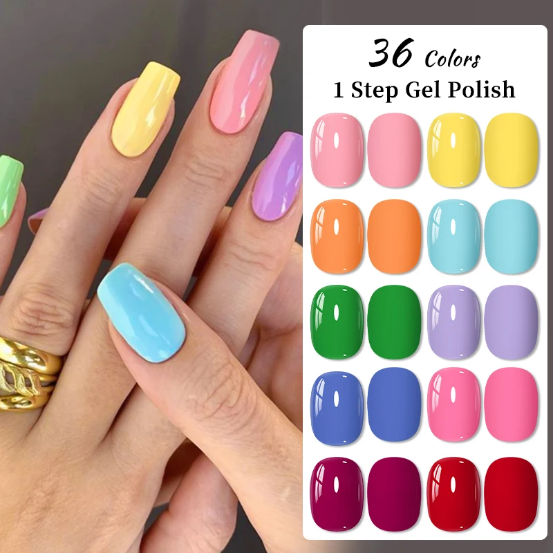 Esmalte de Gel de 1 paso, esmalte de uñas de Gel 3 en 1, arte de uñas, manicura de verano, barnizes de uñas de Gel UV LED sin necesidad de Base, capa superior de Gel