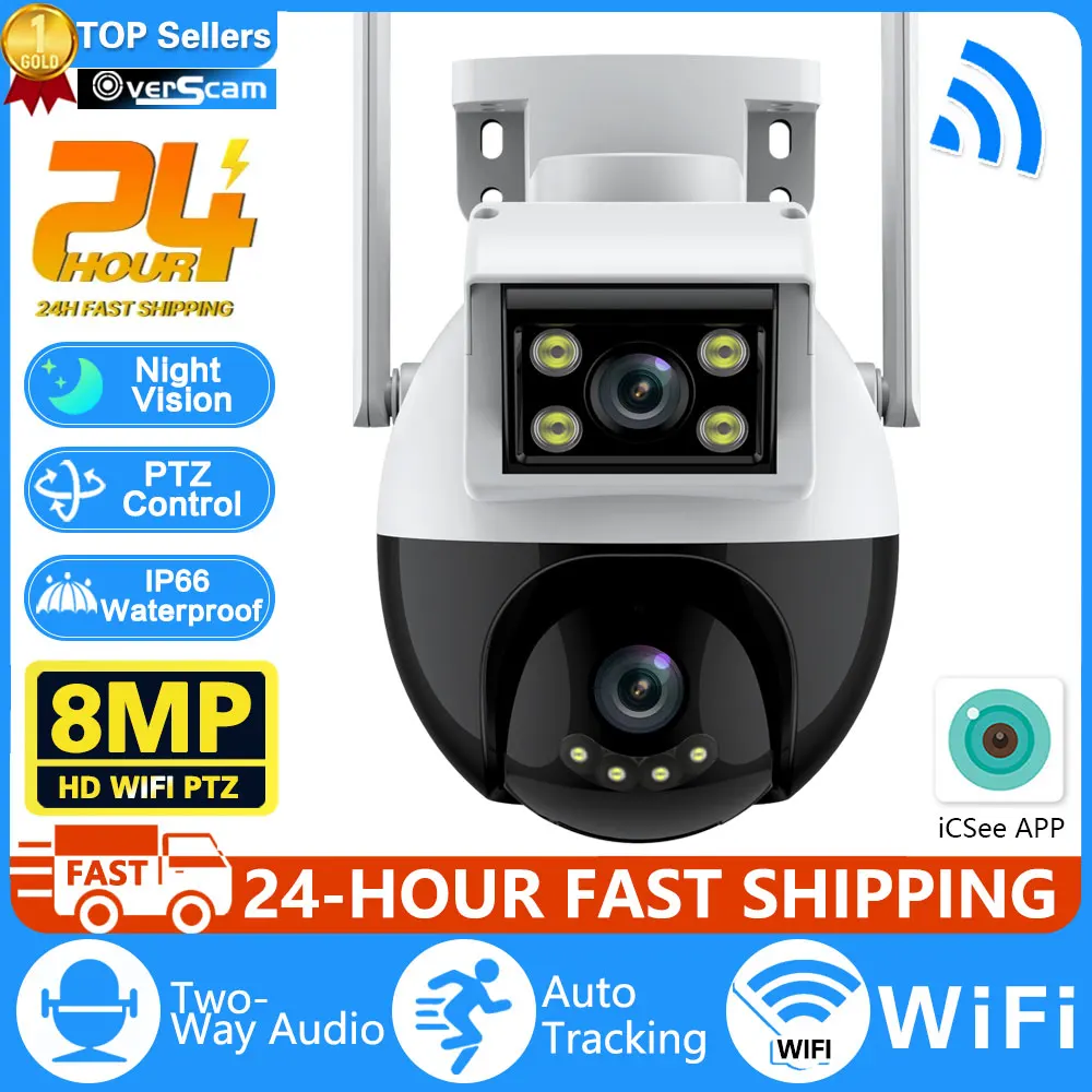 

ICsee 4K 8MP UHD Video WIFI Surveillance Camera Two Way Audio Full Color AI Tracking Outdoor Smart Home CCTV Security Camera PTZ