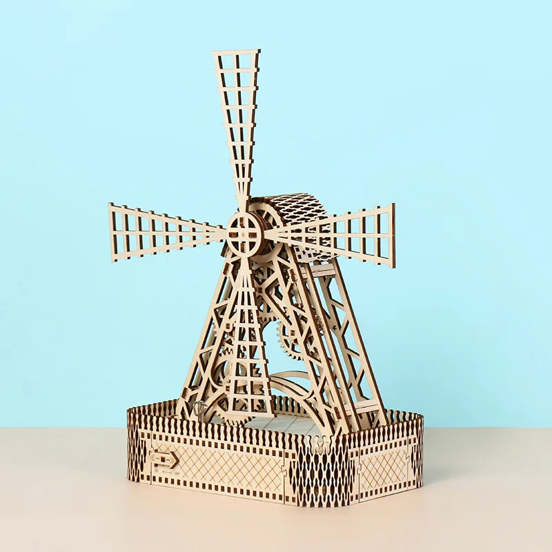 

DIY 3D Wooden Puzzles Big Windmill Model Building Block Kits Assembly Jigsaw Toy Gift for Children Adults Educational Toy Gifts