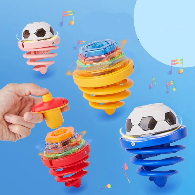 1Pc Cool Football Glutinous Gyroscope Bagged Round Luminous Toy Light Music Rotating Gyro Random Color Gyro