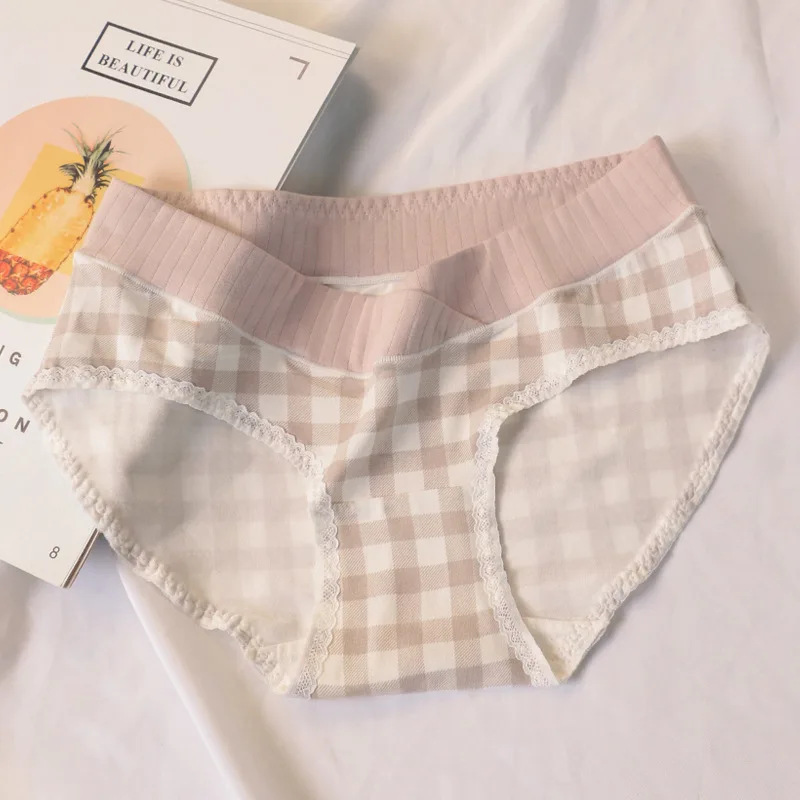 New arrived low waist  1-10 month Pregnant women underwear panties briefs plaid spring summer L-XXL high quality 4pc/lot