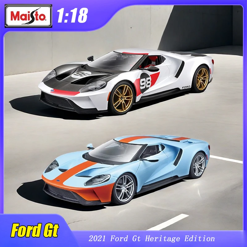 

Модель спортивного автомобиля Maisto 2021 Ford Gt Heritage Edition, коллекция литых под давлением роскошных автомобилей из сплава в подарок