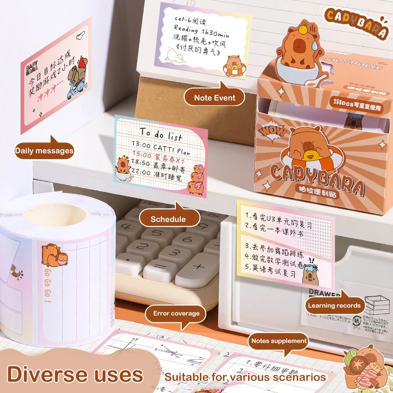 Cartoon Sticky Notes para Estudantes, Notas Sticky Extratáveis, N Times Stickers, Material escolar e de escritório, Presentes infantis