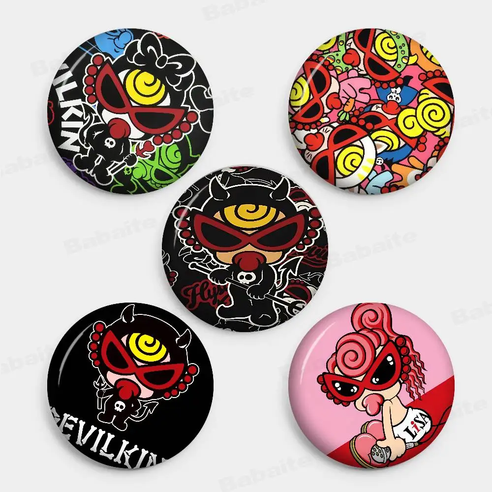 Japan Fashion Hysteric Mini 32/44/58mm Handmade Pin Round Funny Snap-in Brooches for Backpack Accessories Badge Hat Decoration