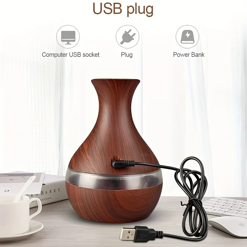 300ml ไม้ GRAIN Humidifier Aroma Diffuser Atomizer USB ในครัวเรือน Hydrating Instrument เดสก์ท็อป