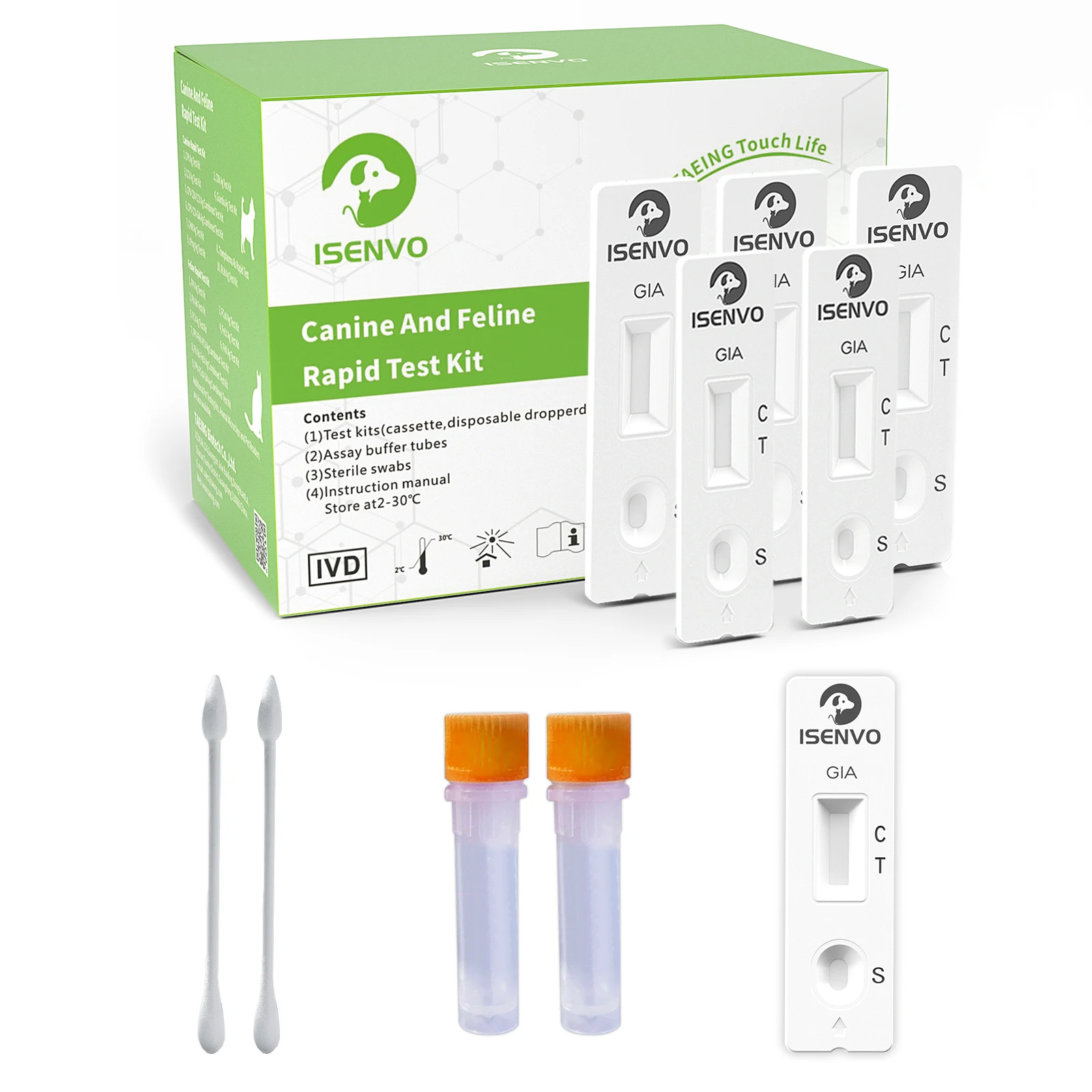 GIARDIA-Kit Rapid Home Health Test, GIA-Canino e Felino, Cães e Gatos, 5 pcs