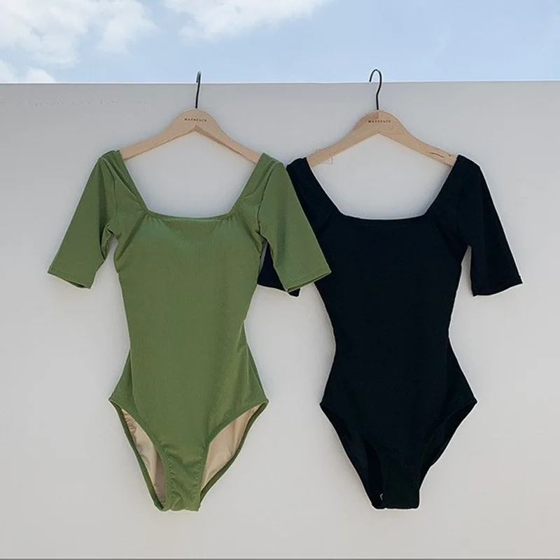 Women's Swimwear: New Arrival, Instagram-Style Solid-Color Backless One-Piece Slimming Hot Spring Swimsuit for Women
