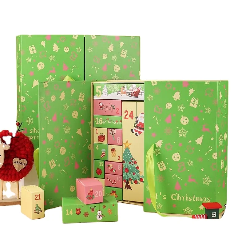 customized. Wholesale Luxury Custom Christmas Theme Calendar Countdown Blind Box Cardboard Gift Box Packaging Box