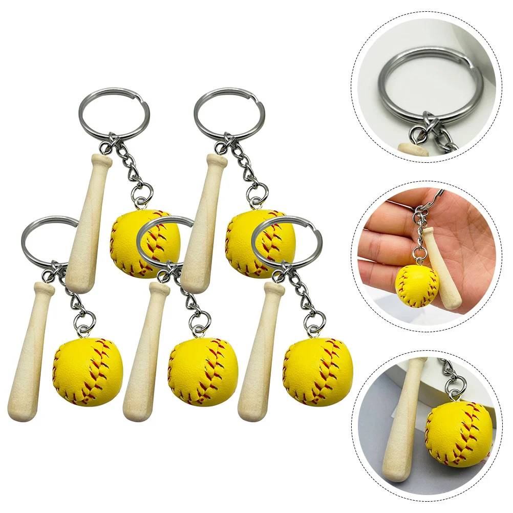 5 Pcs Key Chain Holder Baseball Keychain Bag Mini Backpack Ring Chains Women Gifts Keychains for Sports