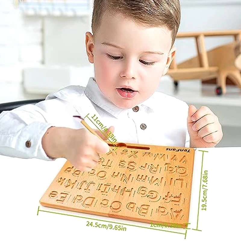 Planche de lutte de l'alphabet en bois, jouet alth, apprendre à écrire, cadeau parfait pour ABC, 3 à 5 ans