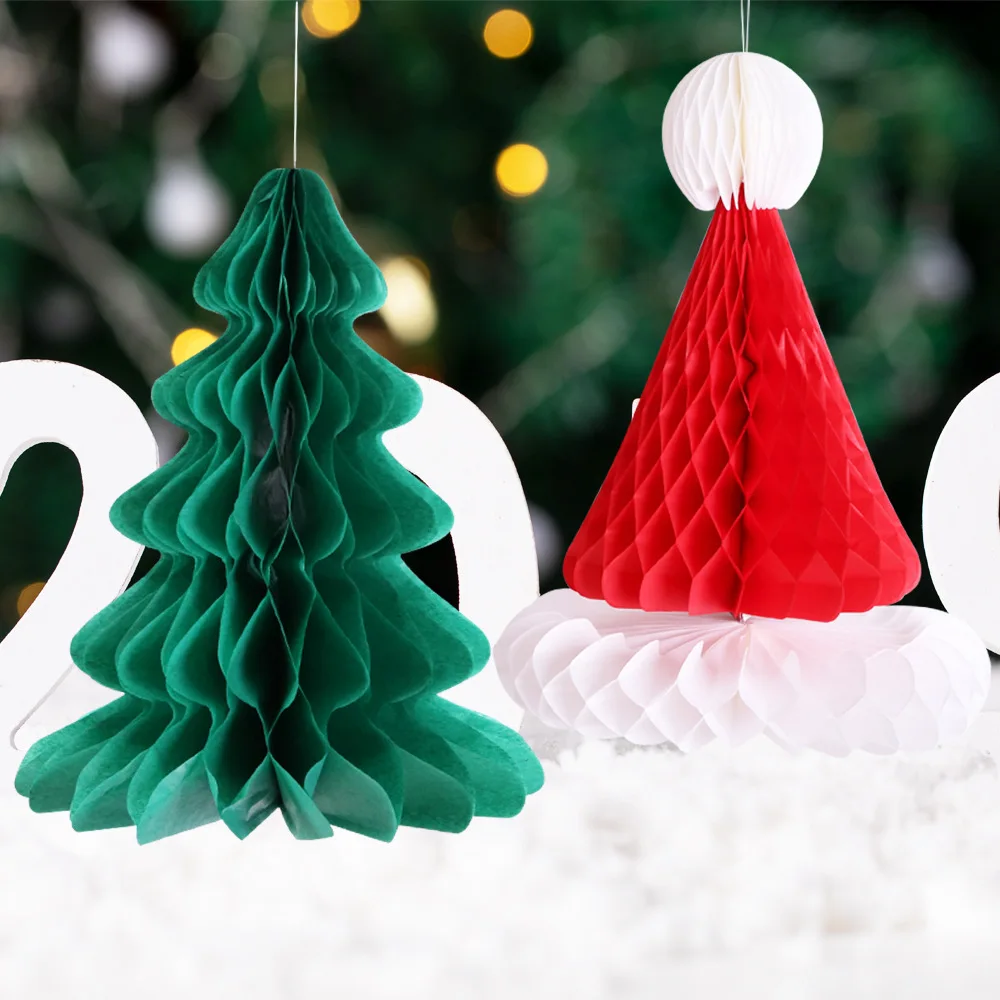 Christmas Tree Pendant Small Bells Santa Claus Snowflake Bows Star Lucky Bags Elk Christmas Tree Hanging Decoration for New Year