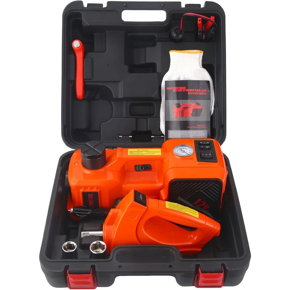 

Electric Car Jack Set 5 Ton Hydraulic Jack Car Lift Floor Jack with Integrated Tire Pump and Impact Wrench for Sedans SUV MPV