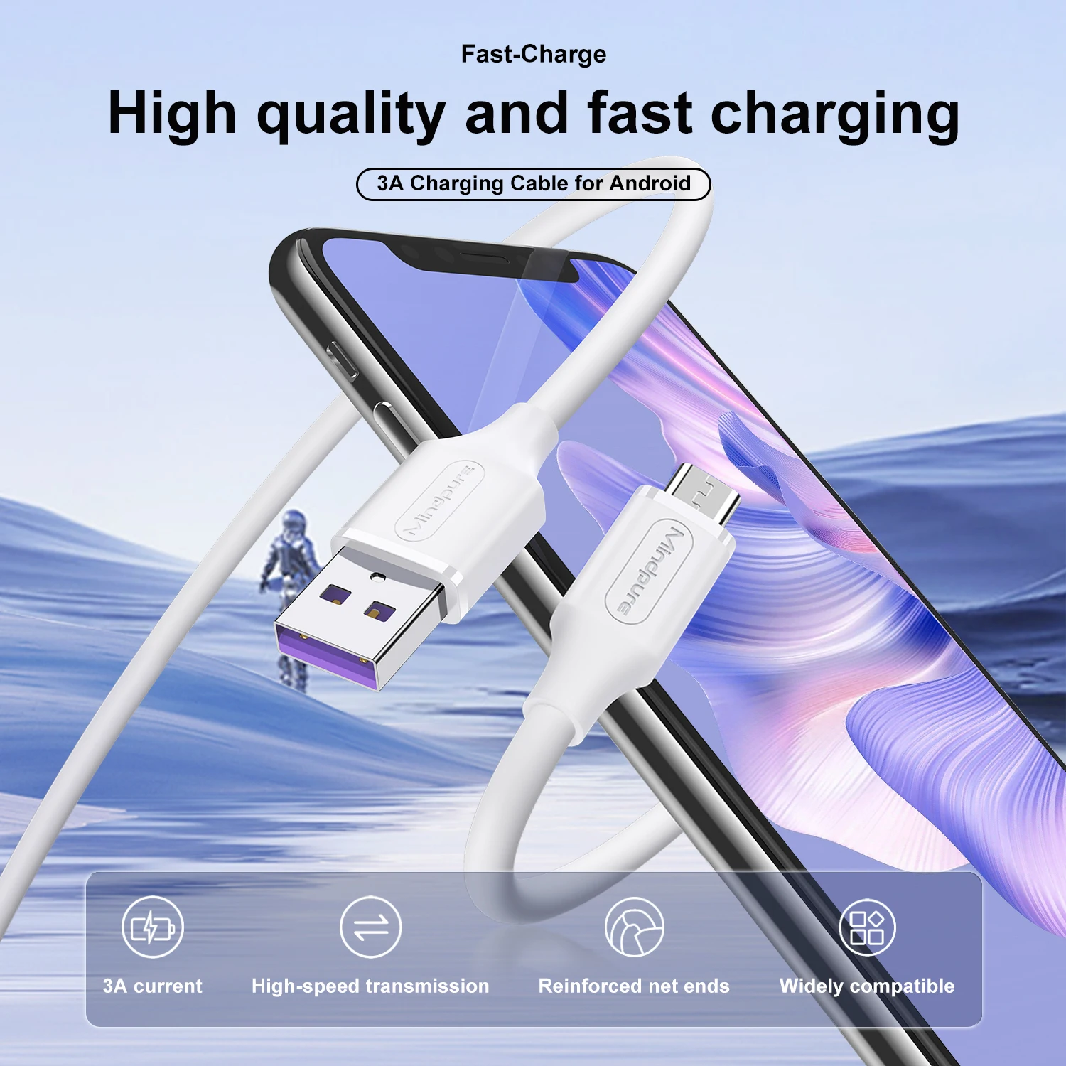 Mindpure Micro USB Cable 3A Fast Charging USB Phone Charger Cord for Samsung Xiaomi Oneplus LG HTC Android Tablet USB Wire