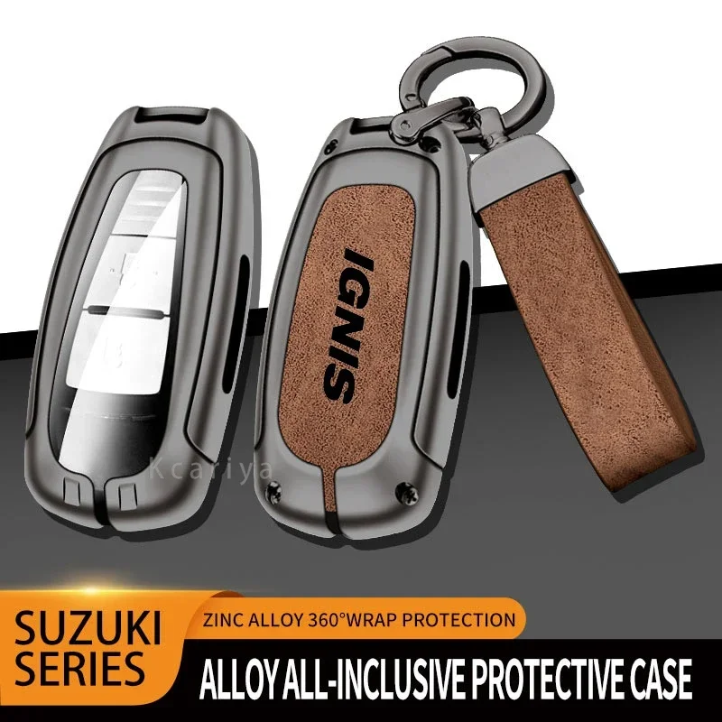 Car TPU Zinc Alloy Key Case Bag For Suzuki IGNIS Eitrga Swift Car KeyChain Car Metal Key Shell Interior Decoration Accessories