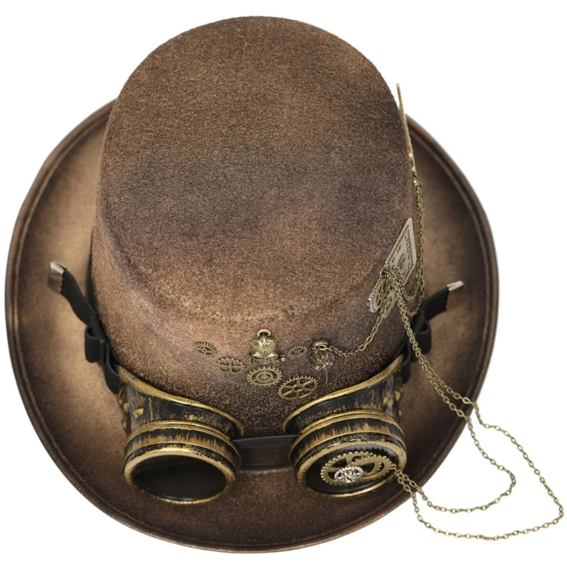 Steampunk Men Hat With Goggles Gay Top Hat Steampunk Bowler Top Hat Vintage Halloween Top Hat Gothic Carnival Nightclub