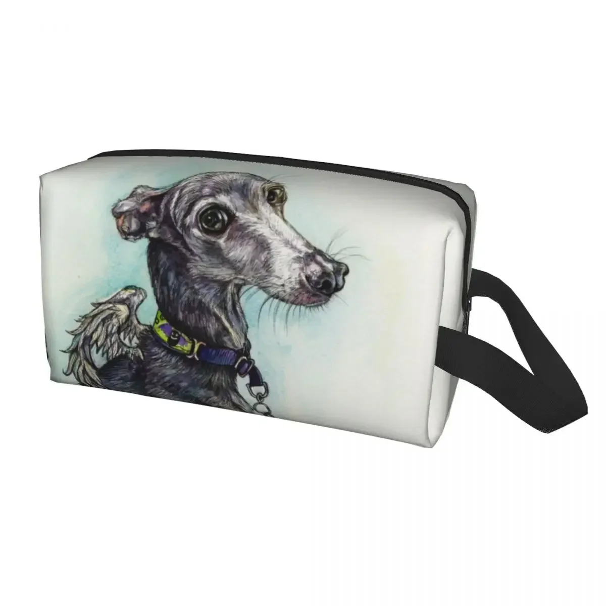 Greyhound Dog Shadow Toiletry Bag Women Sighthound Whippet Makeup Cosmetic Organizer Ladies Beauty Storage Dopp Kit Case