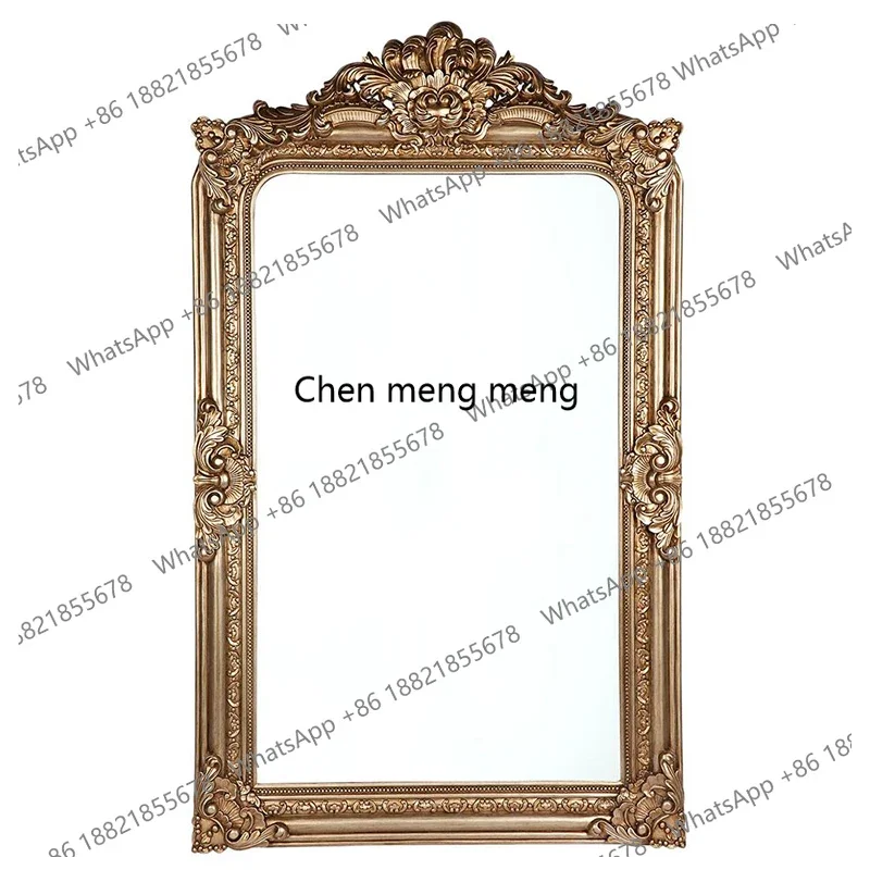 

European full body floor mirror villa bedroom cloakroom dressing mirror large size carved full-length mirror