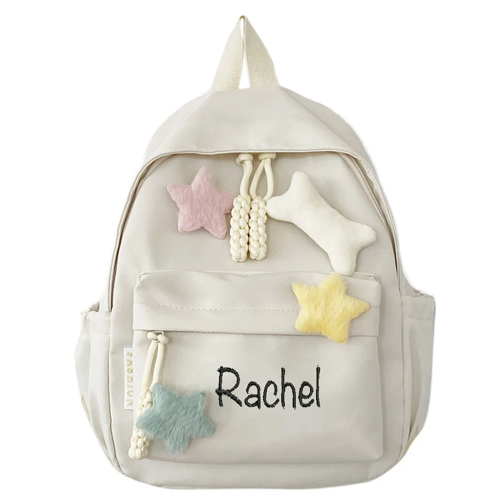 Personalização Personalizada Simples e Elegante Mochila Versátil, Bordado Pequeno e Fresco Leisure Travel Gift Bag