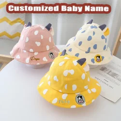 Kids Bucket Hats Korean Cow Shape Baby Cap Thin Trendy Boy Girl Cute Caps Fisherman Hat For Children 1-3Years Custom Baby Name