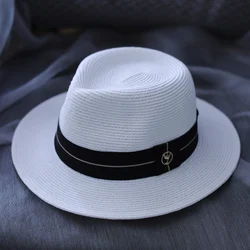 Panama Straw Hat Summer Soft Shaped Top hat Men Wide Brim Beach Sun Cap UV Protection Women Sun Shading Jazz Hat Holiday Gift