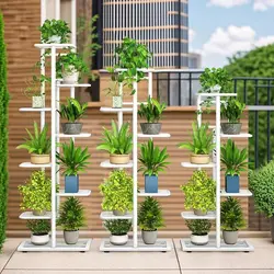 Soporte de Metal para plantas altas, estante para macetas de flores múltiples, estante para macetas, estante de almacenamiento de exhibición para balcón, esquina de jardín