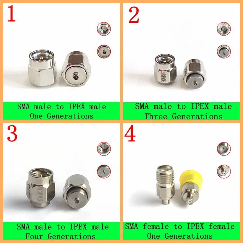 1Pcs RF Coaxial Connector SMA To IPEX Connector Test IPX with Drawings One Three Four Generations of  Stainless Steel JJKK