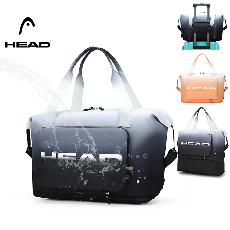 HEAD Expansible Travel Bag Waterproof Duffel Luggage Bags with Trolley Sleeve, Crossbody Tote Sports Gym Bags for Women Men