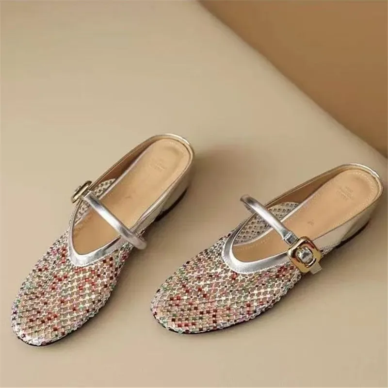 

Women Slippers Summer 2025 New Luxury Brand Slippers Lightweight Round Head Shoes Water Diamond Large Flat Sandals Slides Women