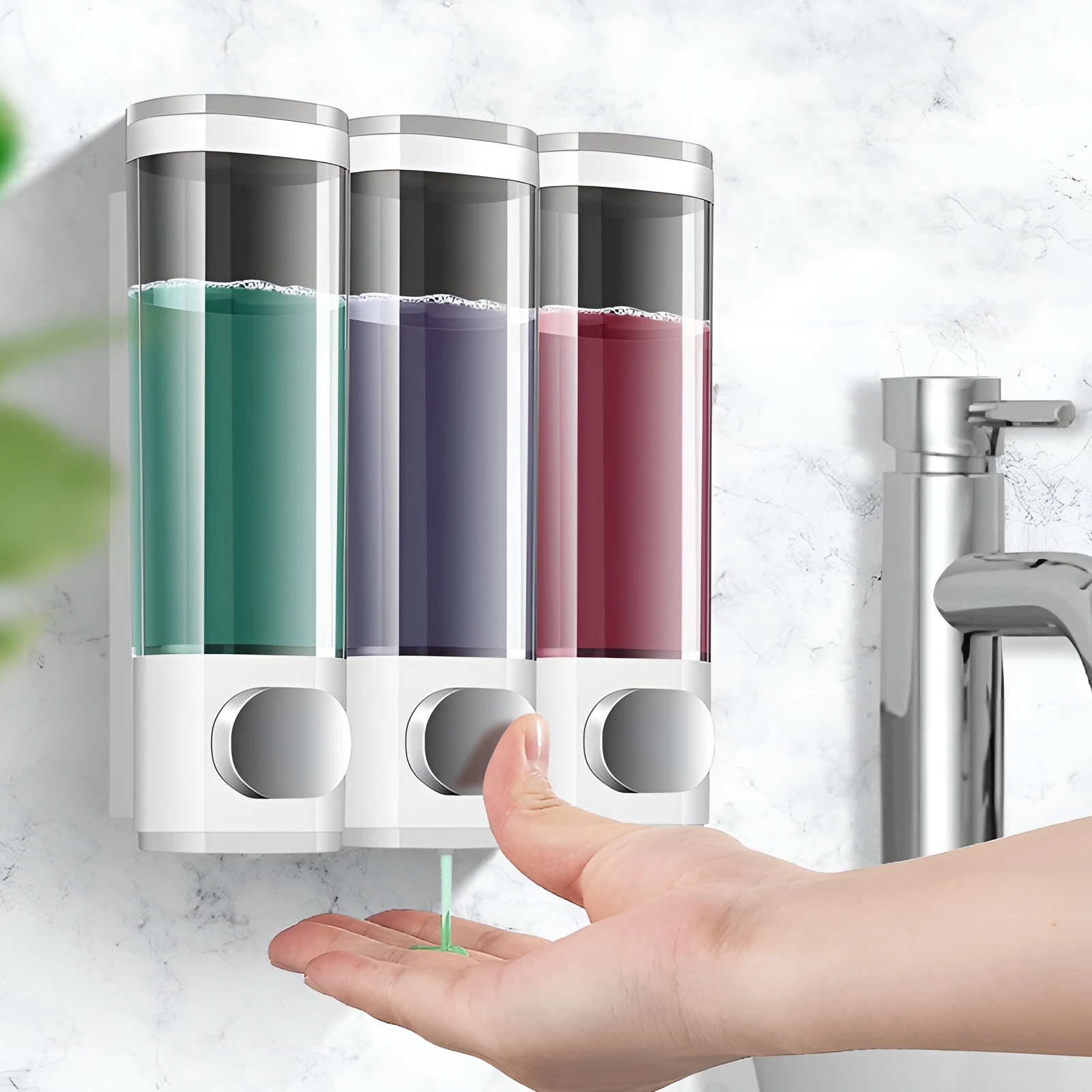 

3Pcs Wall-Mounted Soap Dispenser Set: Ideal for Hand Sanitizer, Shower Gel, Dish Soap & Shampoo in Kitchens, Bathrooms, Hotels