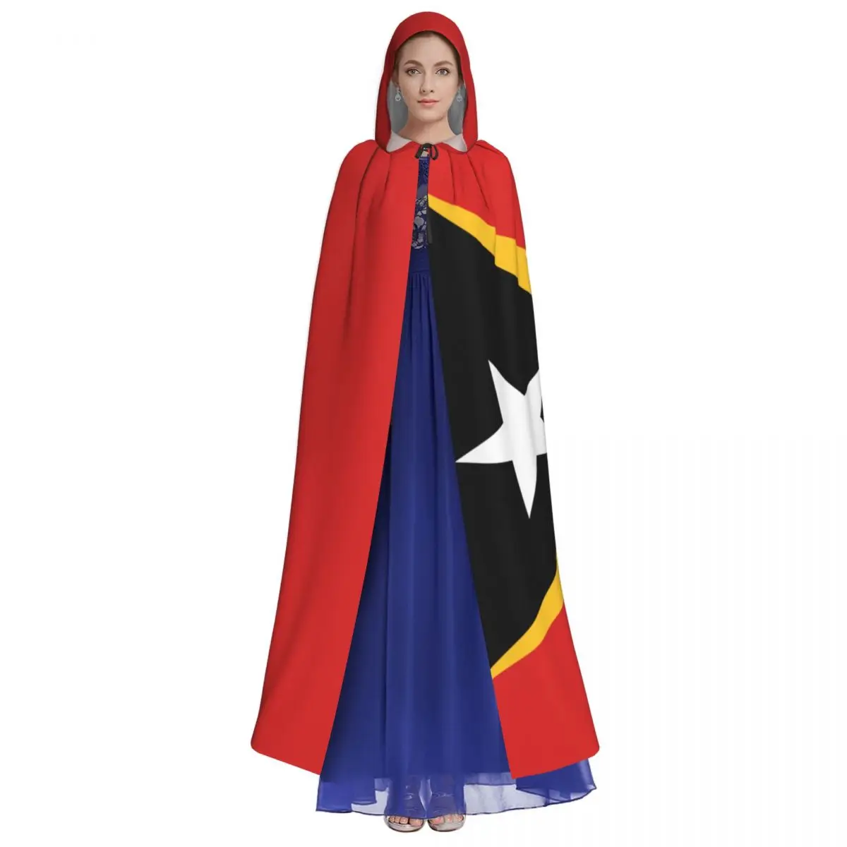 Timor-Leste Flag Unisex Cloak with Hood Cloak Vampire Witch Cape Cosplay Costume