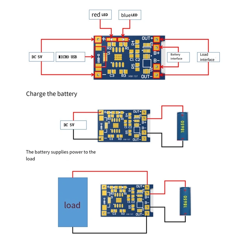 50PCS TP4056 Micro-USB 18650 Lithium Battery Charging Board 5V 1A Charger Module With Protection Dual Functions
