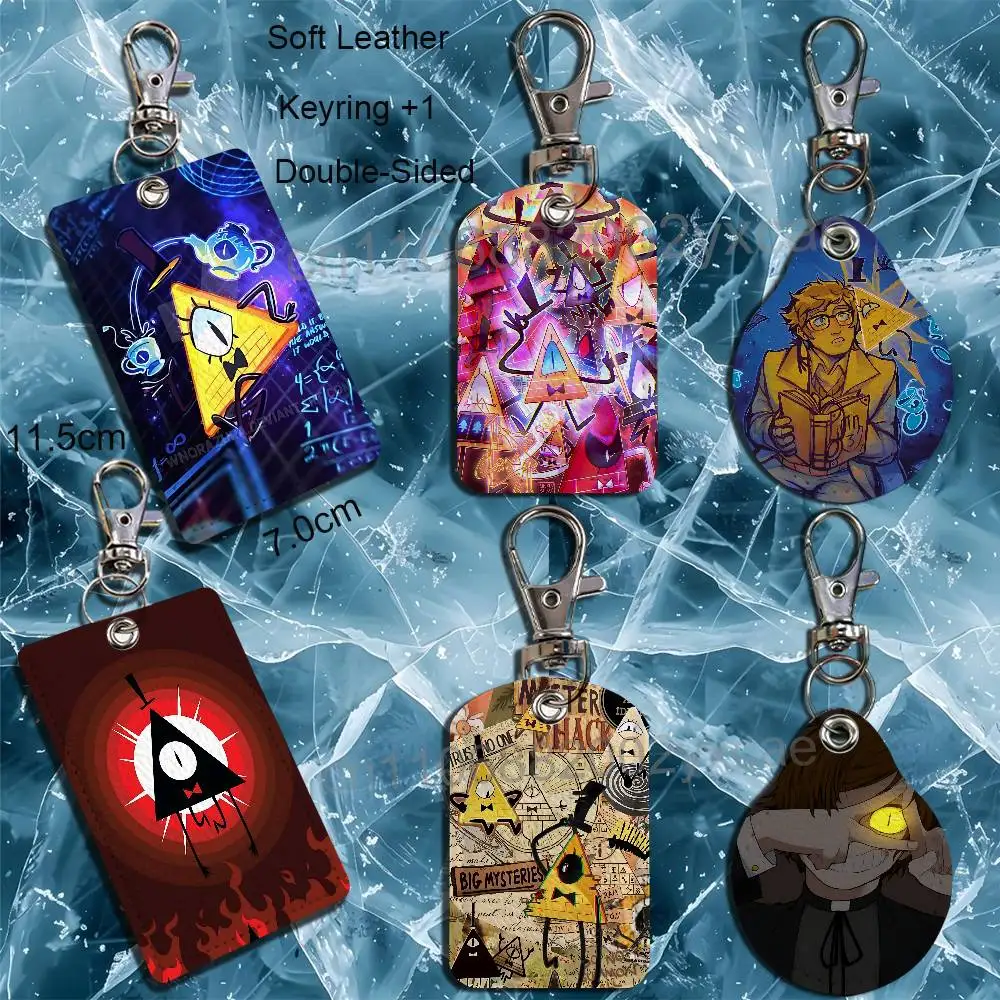 Bill Cipher Stanford Gravity Falls Keychain Holder Suitable For Subway Bank Card Bus Card Case Badge Holder Wallet Card Textured