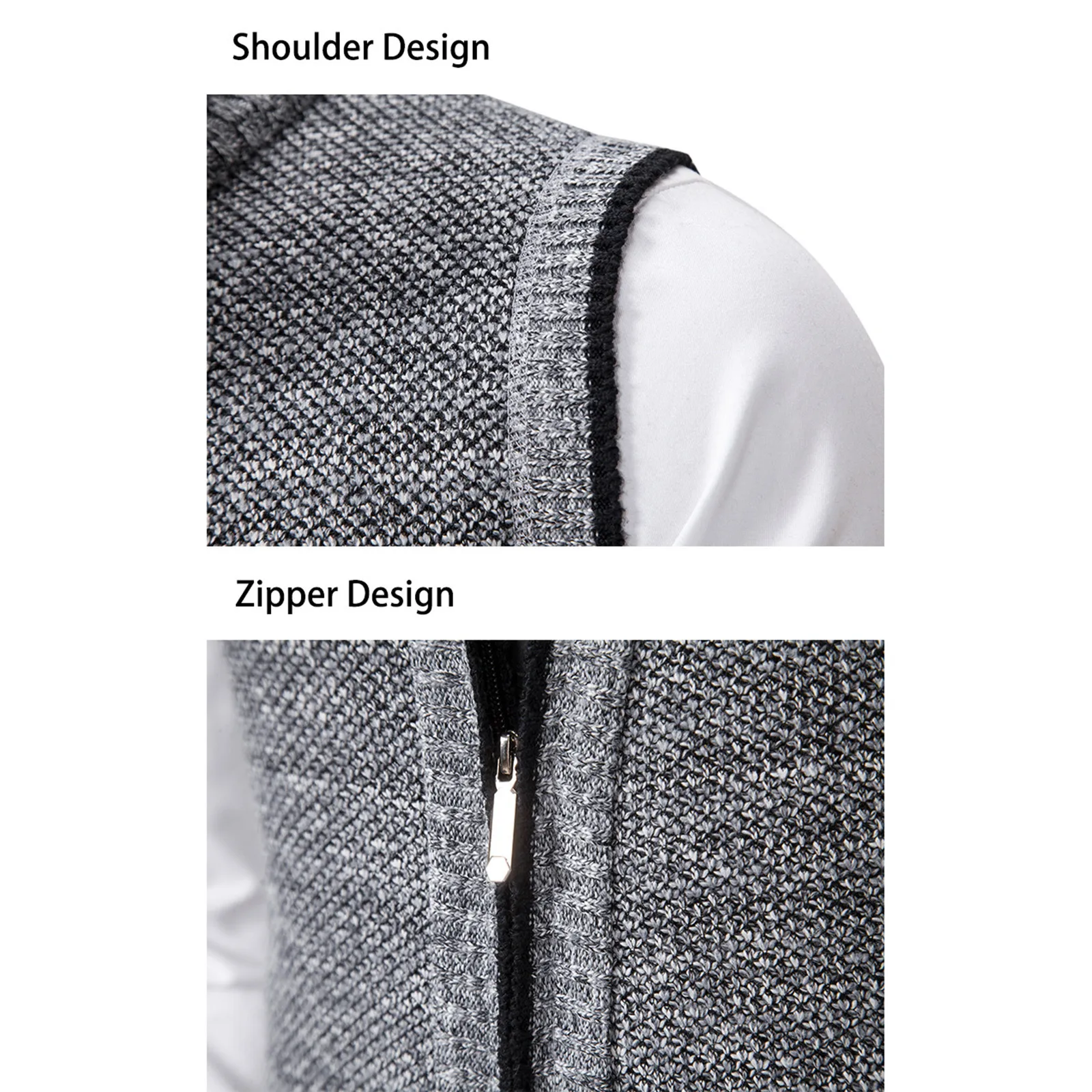 Heren Wollen Trui Vest Herfst Winter Fleece Warm Casual Rits Kasjmier Mouwloos Effen Kleur Trui Gebreid Vest Herenkleding