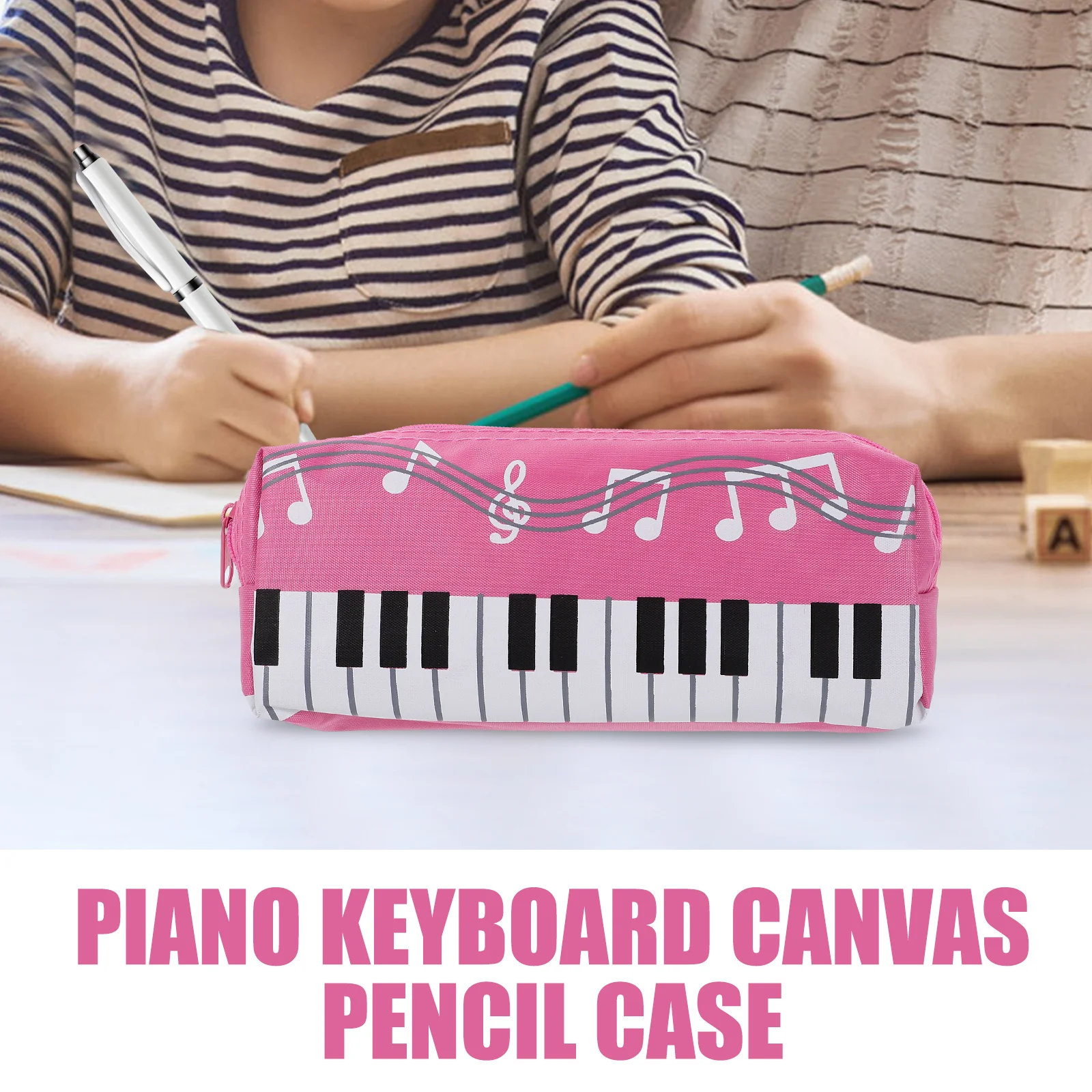 

Fashionable Piano Keyboard Canvas Pencil Case Washable Portable Pencil Pouch for Students Stationery Lovers Pen Cases for Adults