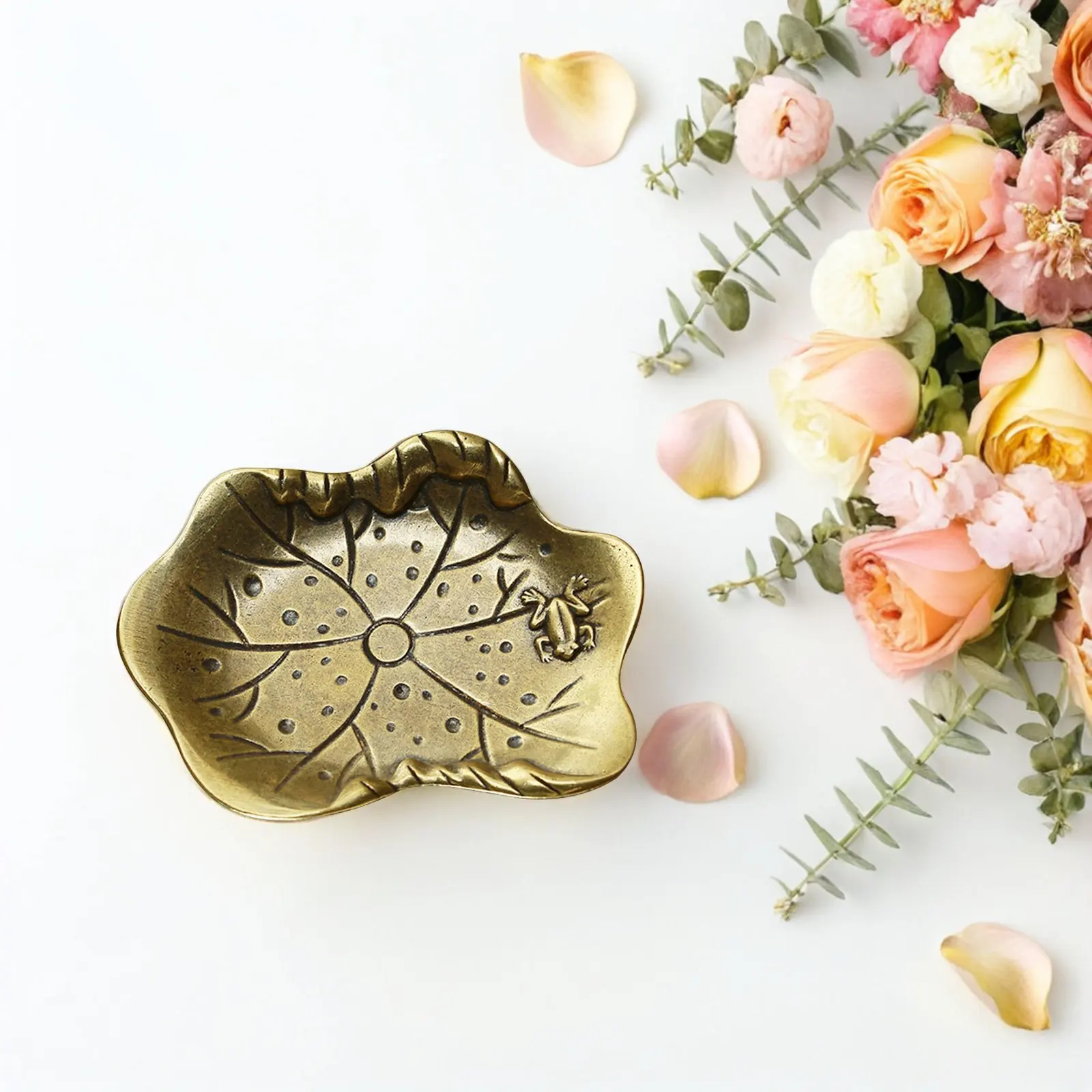 Vintage Leaf Jewelry Dish Premium Metal Trinket Tray For Ring Bracelet Display Home Office Decor Table Ornament view 3