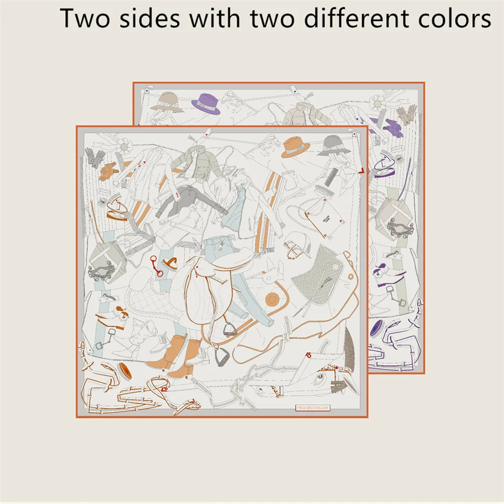 POBING Gekräuselt Worden Twill Seidenschal Frauen Sattel Doppelseitig Bedruckte Quadratische Schals Wraps Echarpes Foulards Femme Hijabs 70CM – Detail 10
