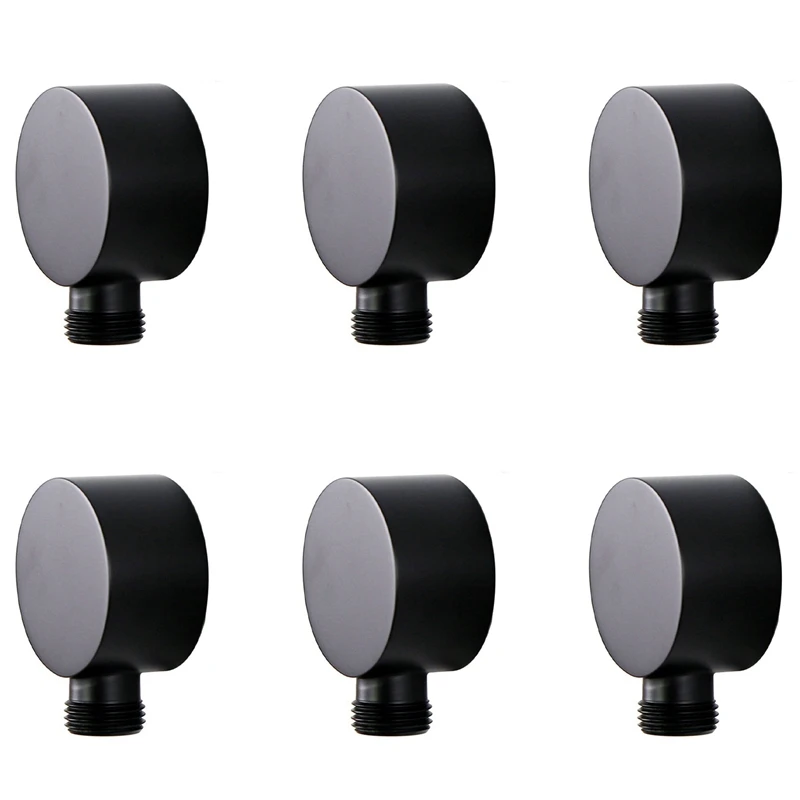 

ABRU-6X Wall Supply Elbow,Brass Round Wall Mount Shower Hose Connector Accessories G1/2Inch Water Outlet For Shower-Black