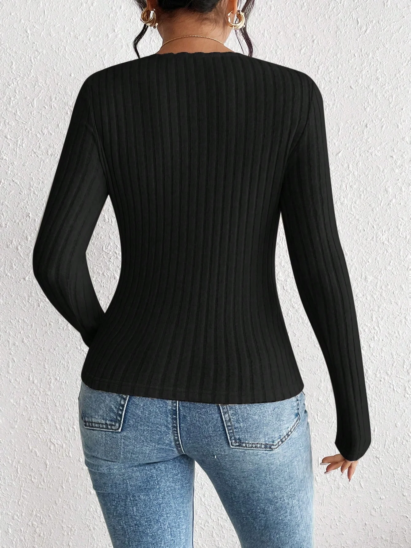 Women's Fashion Diamond Collar Knitted Base Shirt Casual Long Sleeve Top Knitwear Trendy Elegant Style