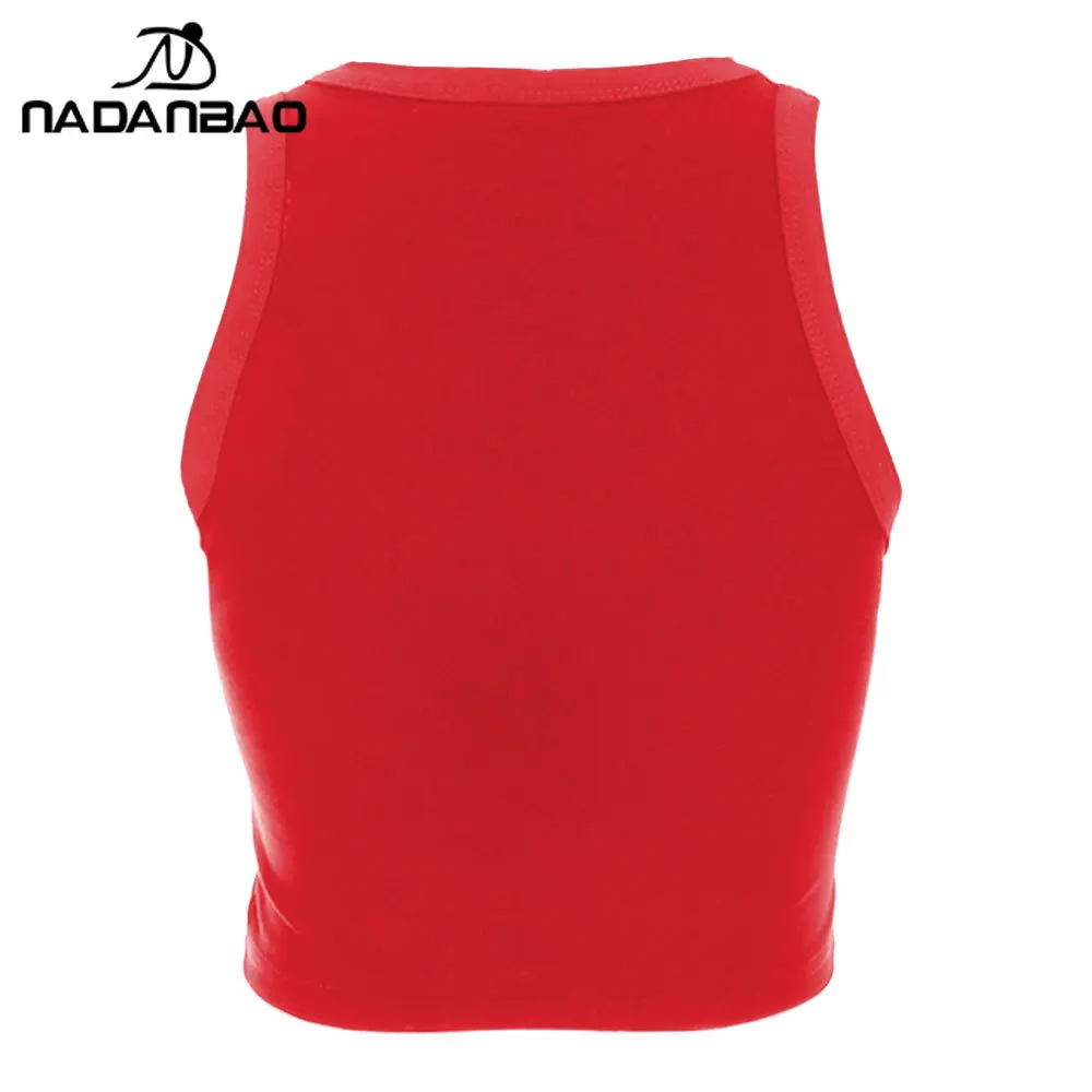 Nadanbao-Top corto con estampado de pan de jengibre para mujer, camisa roja sin mangas de Navidad, trajes de fiesta y Festival, camiseta sin mangas Sexy de verano