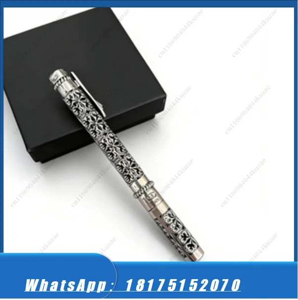 HLH 925 Silver Vintage Elegant Hollow Carved Ballpoint Pen High Quality Business Signature Pen